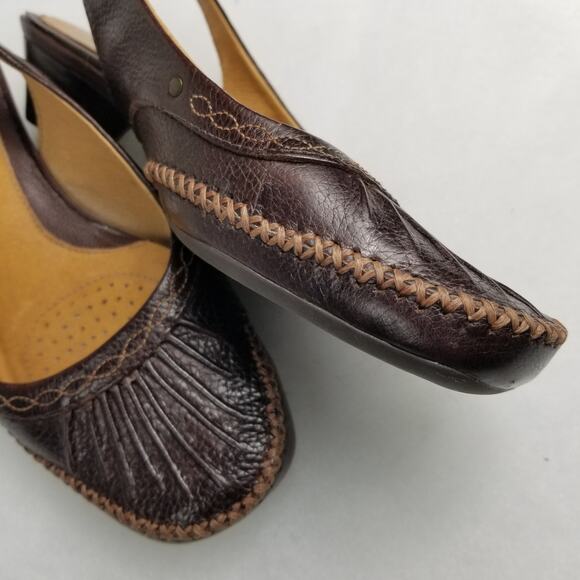 Nurture Brown Leather Sienna Sling Back 1" Heel Excellent! 6 1/2 M0 - Picture 3 of 7